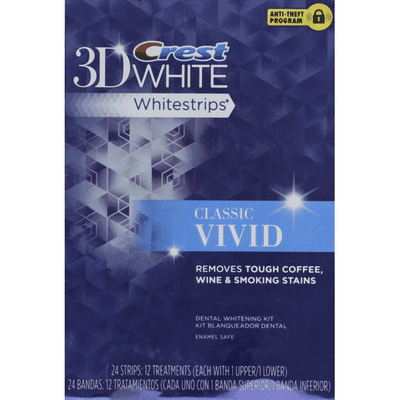 Crest Whitestrips Dental Whtng Sys Crest 3D White Whitestrips Classic Vivid - Teeth Whitening Kit 12 Treatments Oral Care