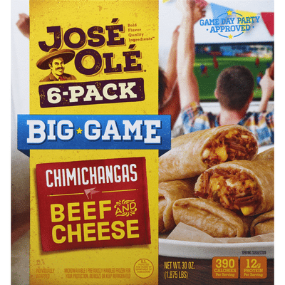 José Olé Chimichangas, Beef and Cheese, 6-Pack