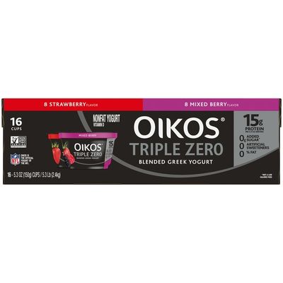 Oikos Mixed Berry & Strawberry Blended Greek Nonfat Yogurt Variety Pack
