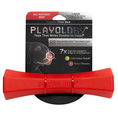 Playology Large Beef Scent Squeaky Chew Stick Dog Toy
