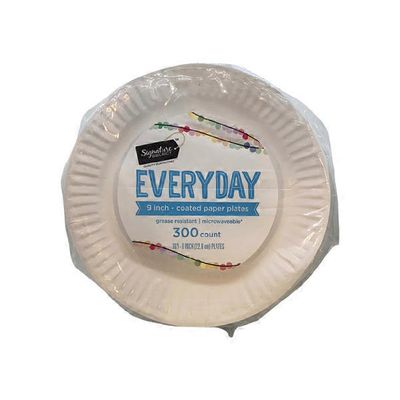 Signature Home Everyday Coated Paper Plates Family Pack Grease Resistant Microwaveable 9 Inch