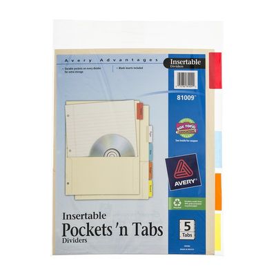 Avery Insertable Pockets 'n Tabs Dividers - 5 Tab