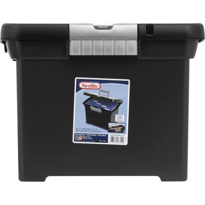 Sterilite Portable File Box, Letter, Black