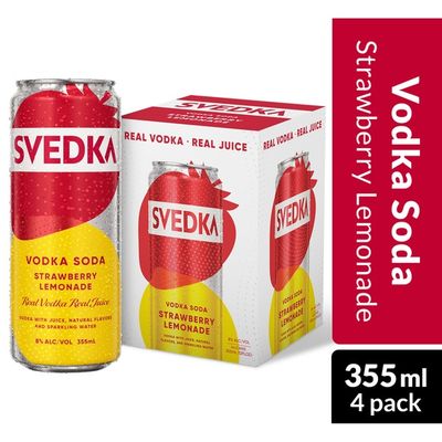 Svedka Strawberry Lemonade Vodka Soda Ready To Drink Cocktail Cans 355 Ml Instacart