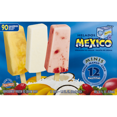 Helados Mexico Ice Cream Bars Premium Minis Strawberry Coconut Mango Variety Pack 12 Each Instacart