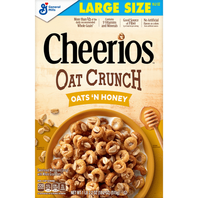 Cheerios Oat Crunch Oats N Honey Large Size 18 2 Oz Instacart