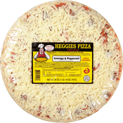 Heggies Pizza Pizza, Thin Crust, Sausage & Pepperoni (26 oz) - Instacart