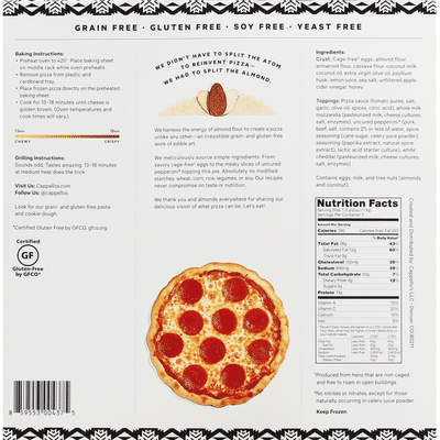 Cappello's Pizza, Grain Free, Pepperoni, Uncured