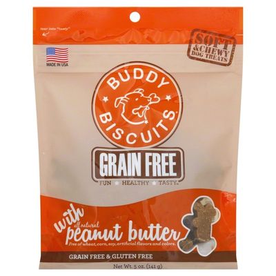 Buddy Biscuits Treats for Dogs, Grain Free, with All Natural Peanut Butter, Soft & Chewy