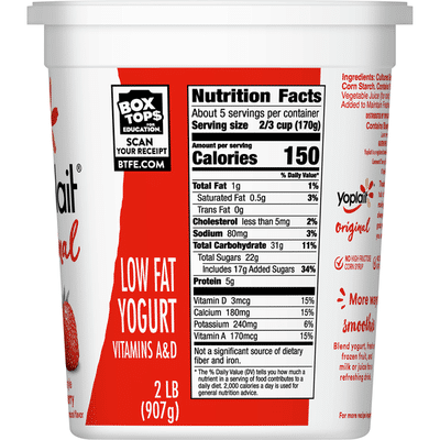 Yoplait Original Yogurt, Original Strawberry, Low Fat Yogurt