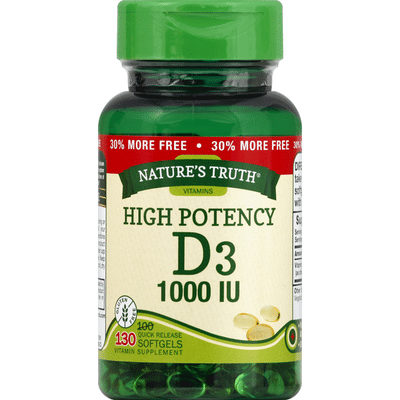 Nature's Truth Vitamin D3, 1000 IU, Quick Release Softgels