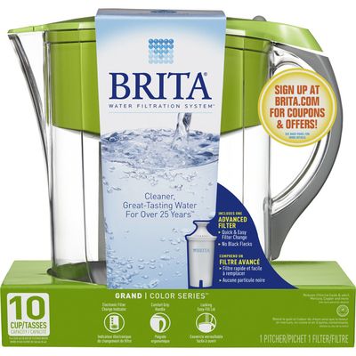 Brita Large Cup Water Filter Pitcher with Standard Filter, Made Without BPA, Grand, Green