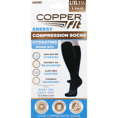 Copper Fit Compression Socks, Energy, Large/Extra Large