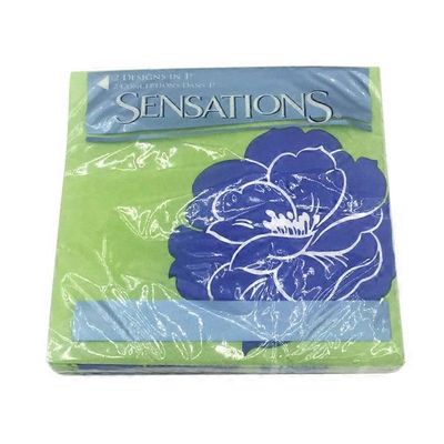 Sensations Cool Blue Breeze 2 Ply Dual Design Beverage Napkins