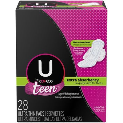U By Kotex Ultra Thin Teen Pads With Wings Extra Absorbency Unscented 28 Each Delivery Or Pickup Near Me Instacart
