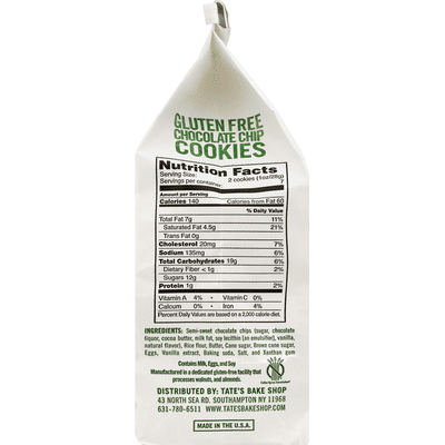 Tate's Bake Shop Cookies, Gluten Free, Chocolate Chip
