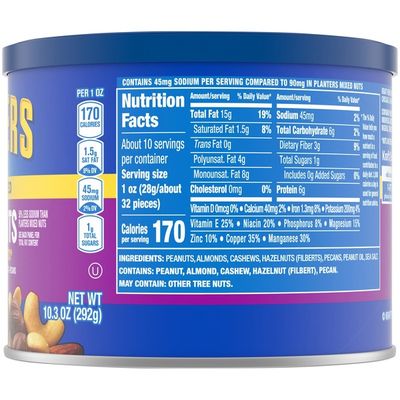 Planters Lightly Salted Mixed Nuts Less Than 50% Peanuts with Peanuts, Almonds, Cashews, Hazelnuts & Pecans