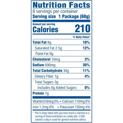 nutrition information for the cheese part of easy mac