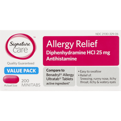 Signature Care Allergy Relief, 25 mg, Minitabs, Value Pack