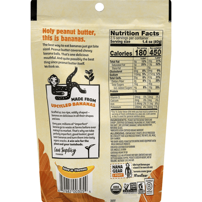 barnana Banana Bites, Organic, Peanut Butter, Dipped, Chewy