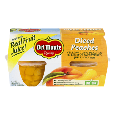 Del Monte Diced Peaches in 100% Juice Plastic Fruit Cup Snacks