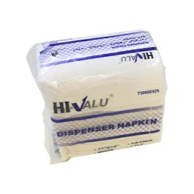 Hi Valu Case of 17" X12" 1 Ply 1/8 Fold White Dispenser Napkin