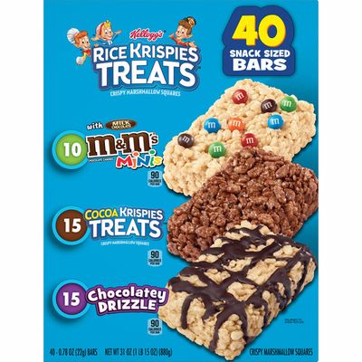 Kellogg's Rice Krispies Treats Marshmallow Snack Bars, Kids Snacks, School Lunch, Variety Pack