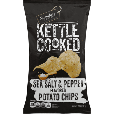 Signature Select Potato Chips, Kettle Cooked, Sea Salt & Pepper Flavored
