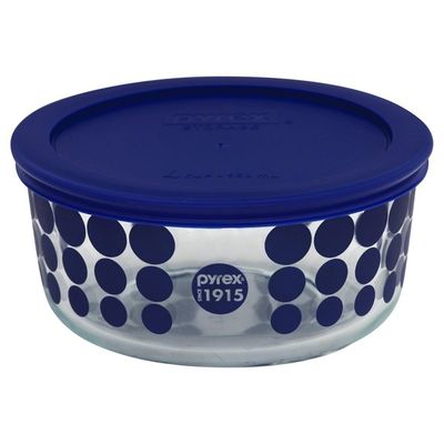 Pyrex Bowl with Lid, Glass, Blue, Not Packed