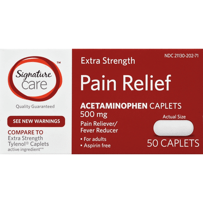 Signature Home Pain Relief, Extra Strength, 500 mg, Caplets