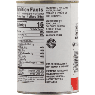 Food Lion Olives, Black, Large, Pitted