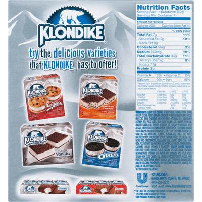 Klondike Frozen Dairy Dessert Sandwiches Oreo