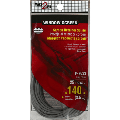 Make 2 Fit Screen Retainer Spline, Window Screen, Gray