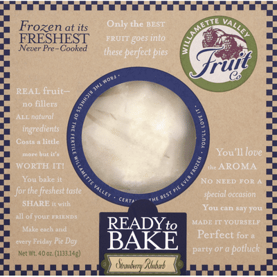 Willamette Valley Fruit Frozen Pie, Ready to Bake, Strawberry Rhubarb