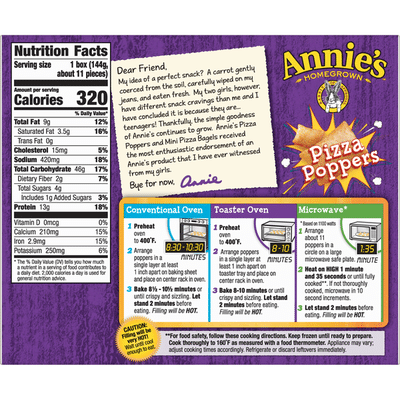 Annie's Frozen Pizza Poppers, Three Cheese, 11 Count
