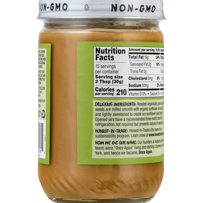 Once Again Sunflower Seed Butter Creamy Lightly Sweetened Organic 16 Oz Instacart
