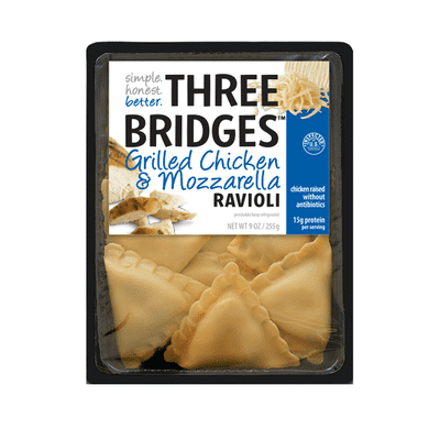 Three Bridges Ravioli Grilled Chicken Mozzarella 9 Oz Instacart