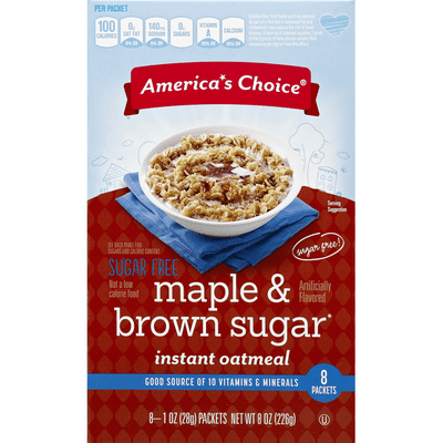 America's Choice Oatmeal, Instant, Sugar Free, Maple & Brown Sugar
