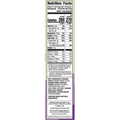 Annie's Organic Shells & White Cheddar Macaroni and Cheese