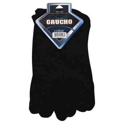 Gaucho Gloves, Work, Brown Jersey, Red Lined