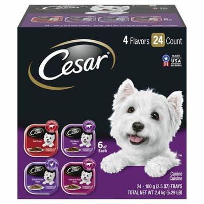 CESAR Soft Wet Dog Food Classic Loaf in Sauce Beef Recipe, Filet Mignon, Grilled Chicken and Porterhouse Steak Variety Pack