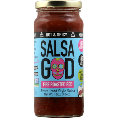 Salsa God Salsa, Fire Roasted Red, Restaurant Style, Hot & Spicy