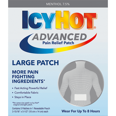 IcyHot Pain Relief, Patch, Menthol 7.5%, Advanced, Large Patch