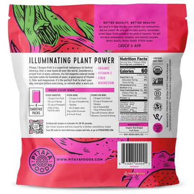 Pitaya Foods Organic Dragon Fruit Smoothie Packs