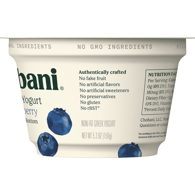 Chobani Yogurt, Greek, Non-Fat, Blueberry on the Bottom