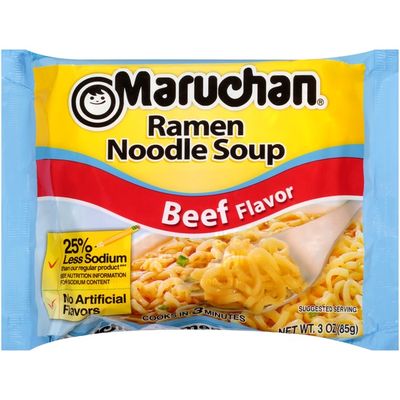 Maruchan Beef Flavor 25% Less Sodium Ramen Noodle Soup (3 oz) - Instacart