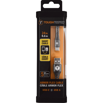 ToughTested Cable, Armor Flex, USB-C to USB-A, Short
