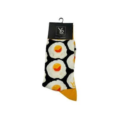 Yo Sox Men Sunny Side Up Fried Eggs Crew Socks