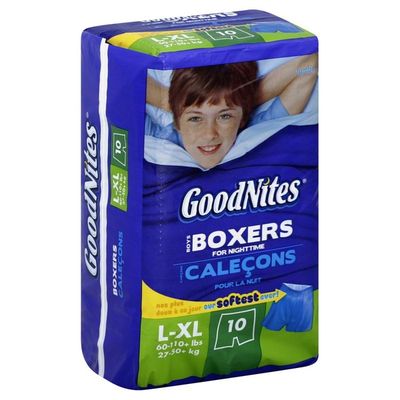 GoodNites Boxers, Boys, For Nighttime, L-XL (60-110+ lbs), Jumbo