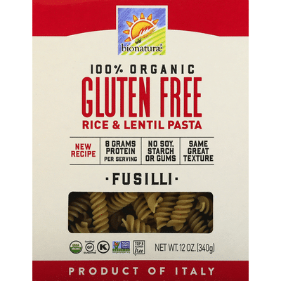 bionaturae Rice & Lentil Pasta, Gluten Free, Fusilli